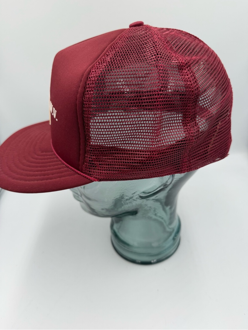Vintage Wheeling WV SnapBack Trucker Hat Burgundy Banjo Guitar - Picture 3 of 7
